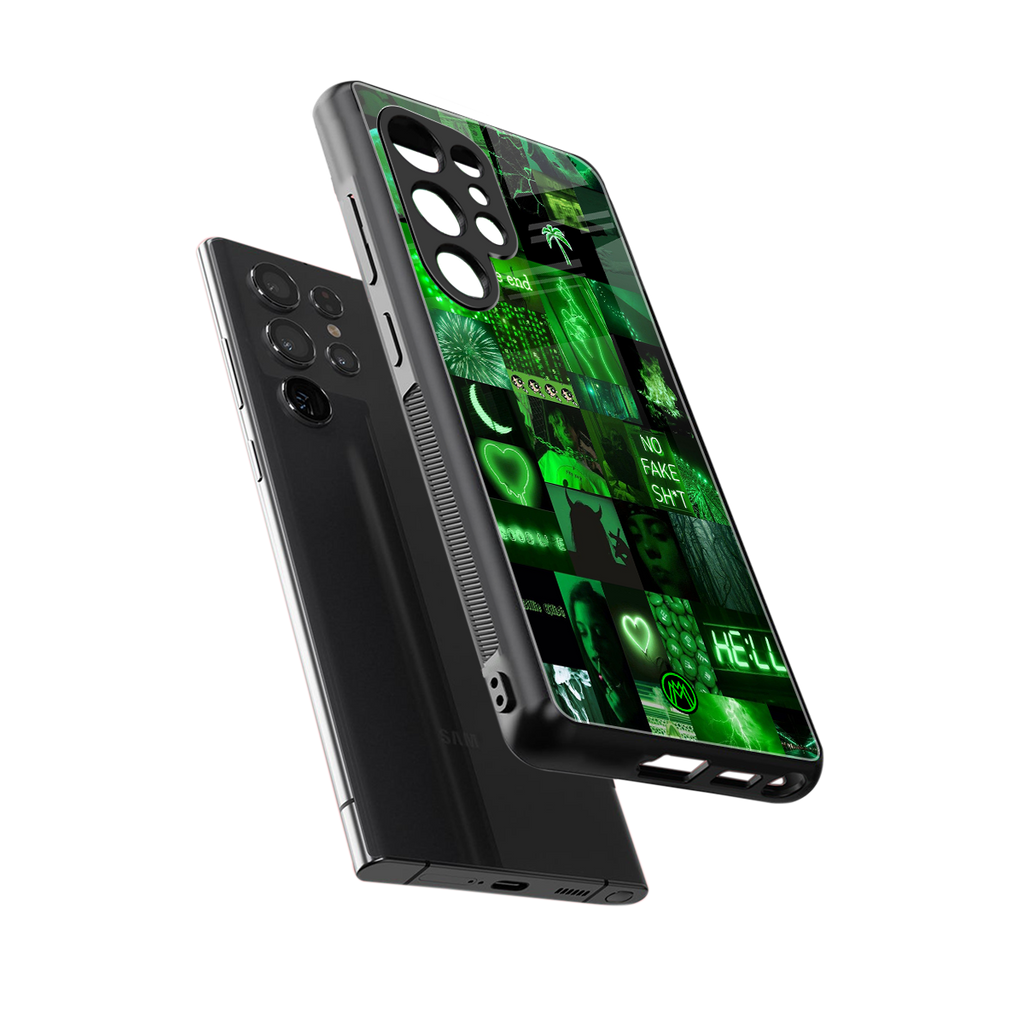 black green aesthetic collage back phone cover | glass case for samsung galaxy s25 ultra