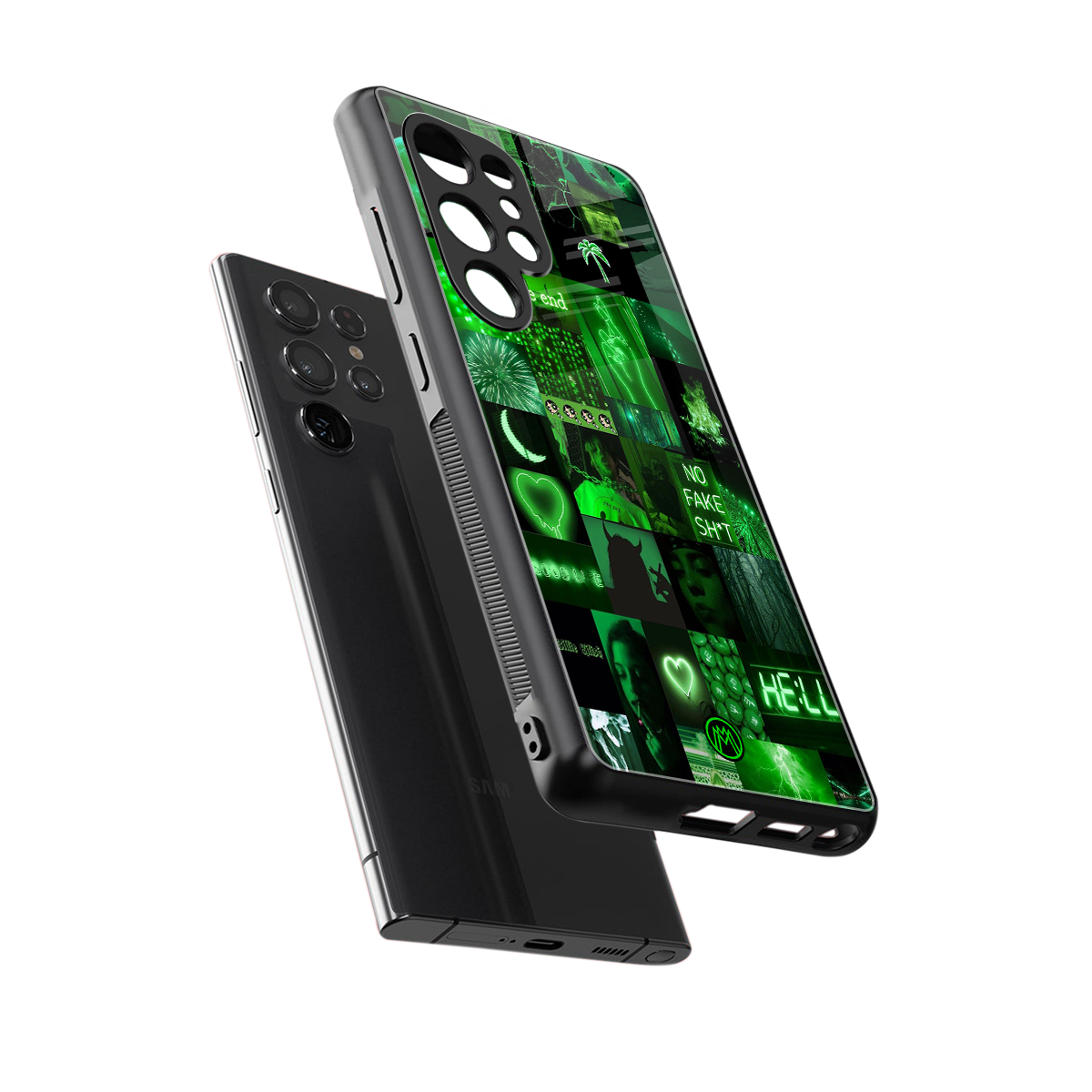black green aesthetic collage back phone cover | glass case for samsung galaxy s25 ultra