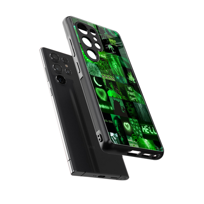 black green aesthetic collage back phone cover | glass case for samsung galaxy s25 ultra