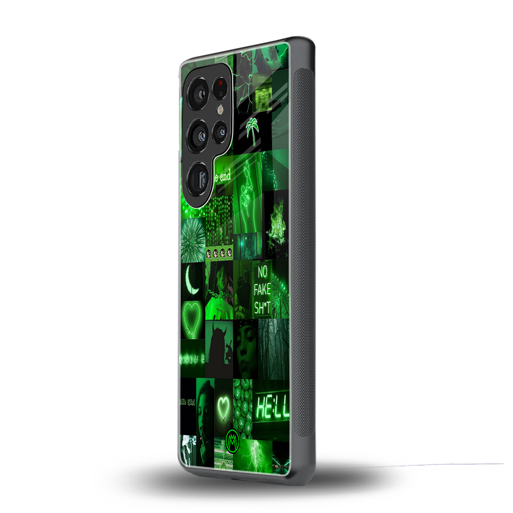black green aesthetic collage back phone cover | glass case for samsung galaxy s25 ultra