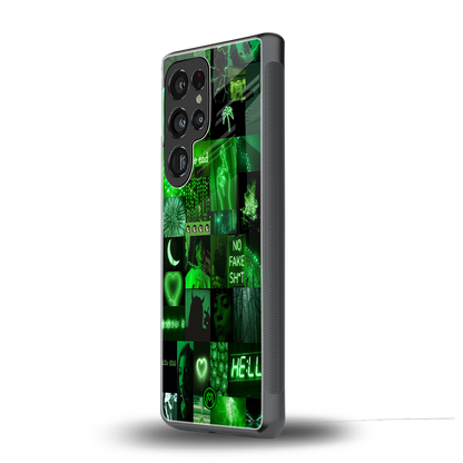 black green aesthetic collage back phone cover | glass case for samsung galaxy s25 ultra