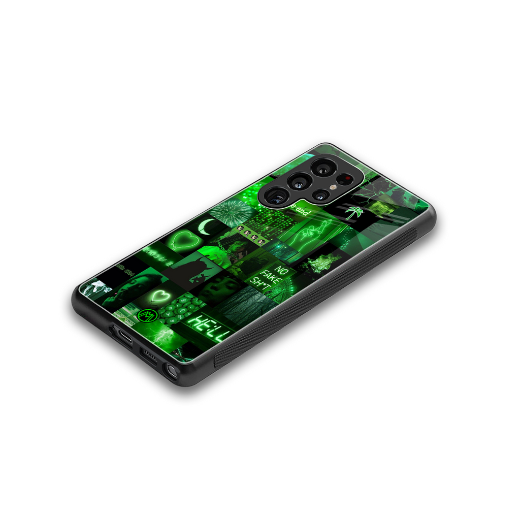 black green aesthetic collage back phone cover | glass case for samsung galaxy s25 ultra