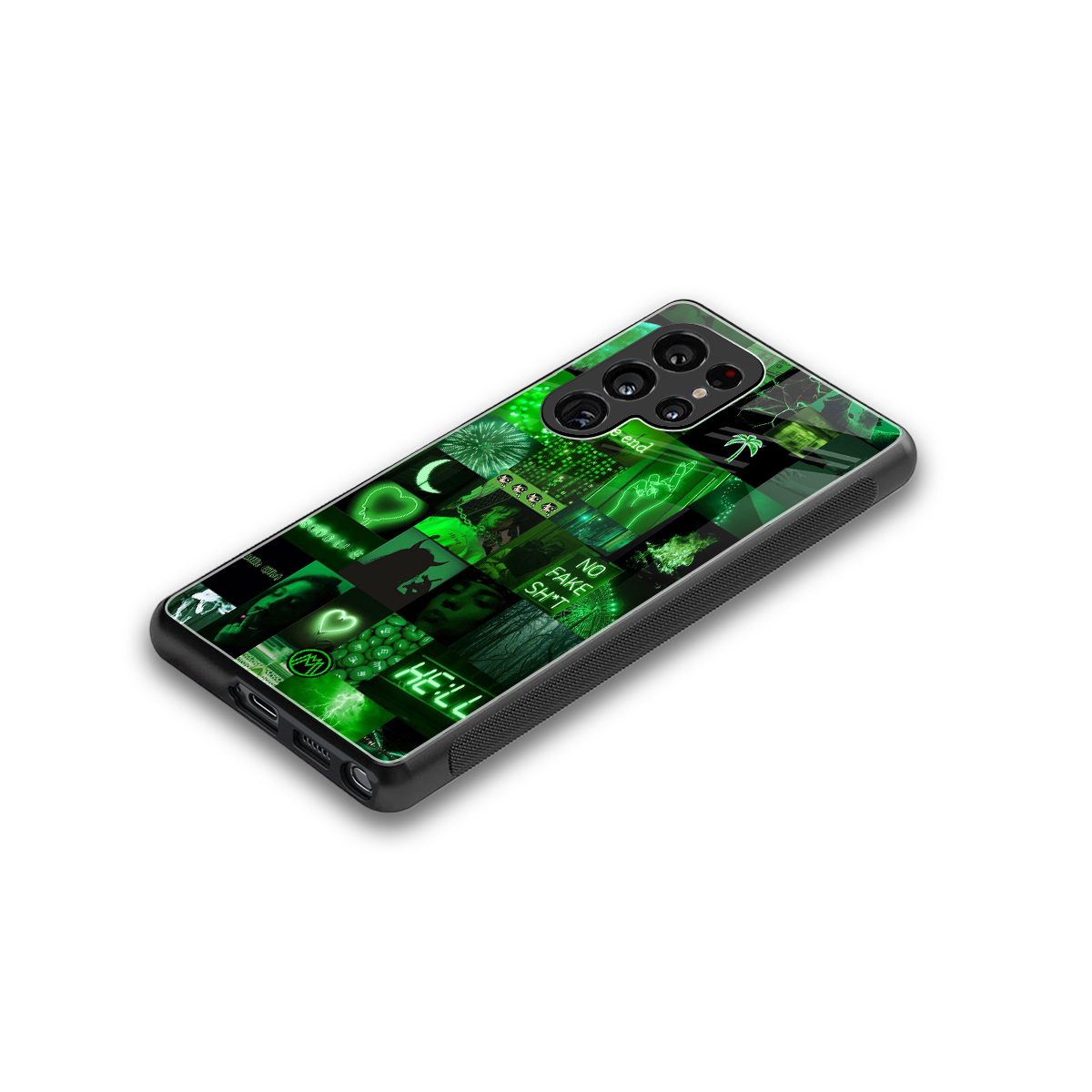 black green aesthetic collage back phone cover | glass case for samsung galaxy s25 ultra
