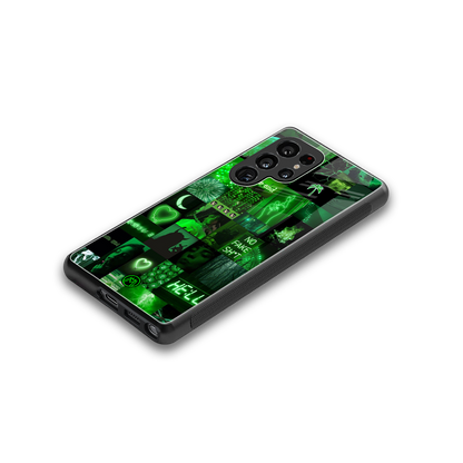black green aesthetic collage back phone cover | glass case for samsung galaxy s25 ultra
