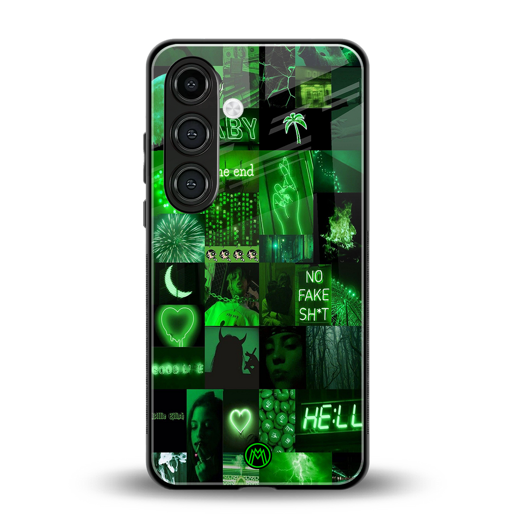 black green aesthetic collage back phone cover | glass case for samsung galaxy s24
