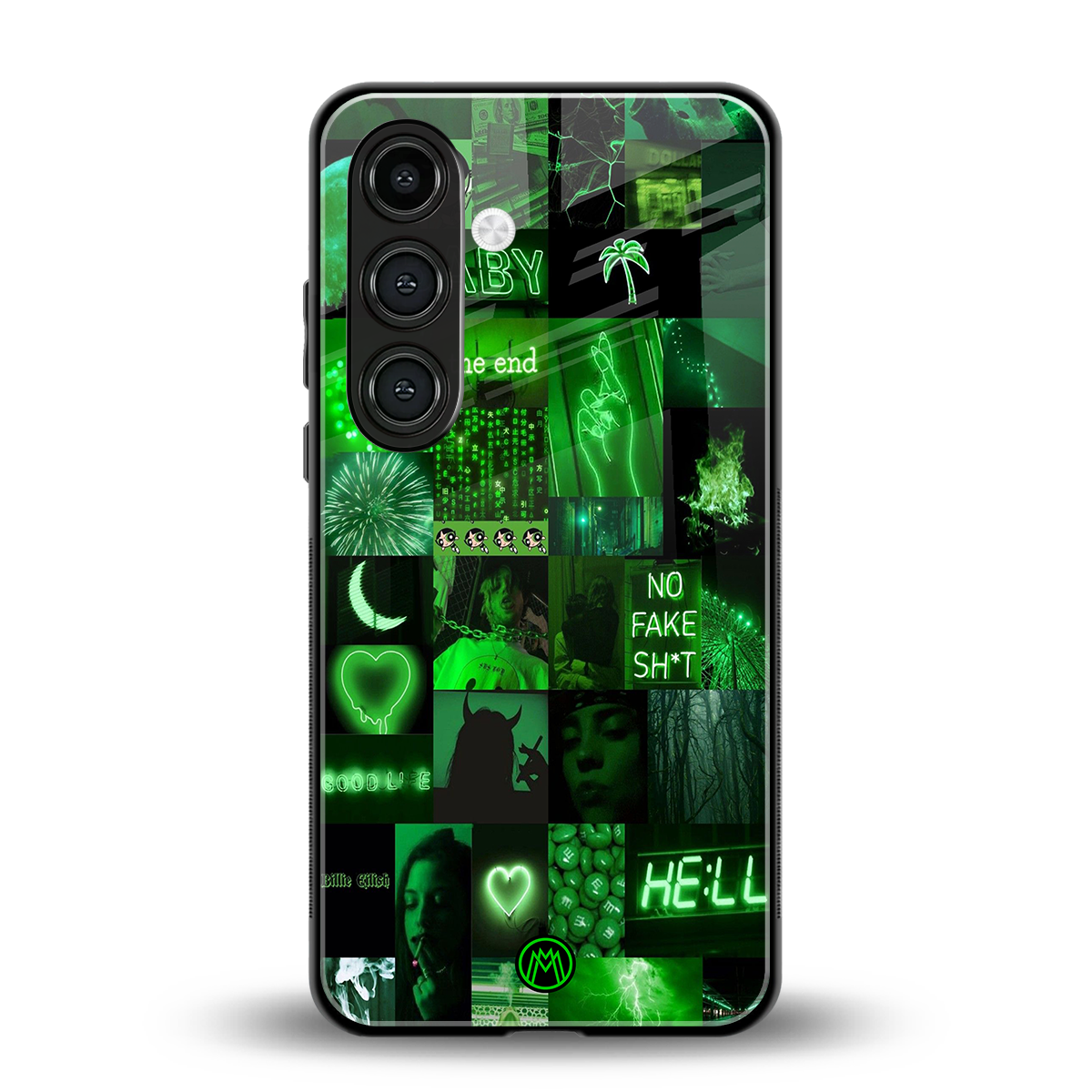 black green aesthetic collage back phone cover | glass case for samsung galaxy s24