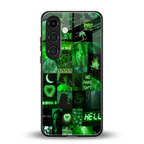 black green aesthetic collage back phone cover | glass case for samsung galaxy s24 fe