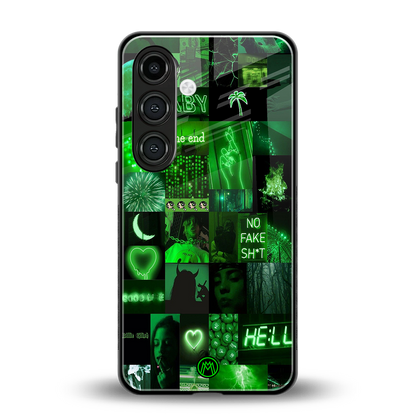 black green aesthetic collage back phone cover | glass case for samsung galaxy s24 plus