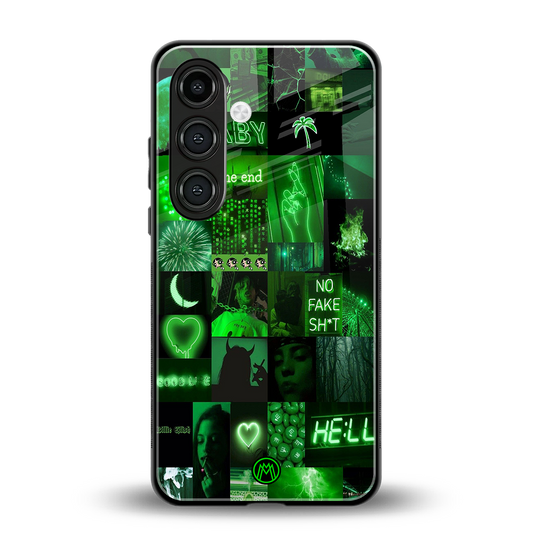 black green aesthetic collage back phone cover | glass case for samsung galaxy s24 plus