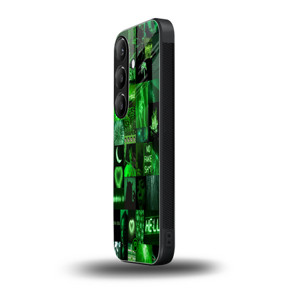 black green aesthetic collage back phone cover | glass case for samsung galaxy s23