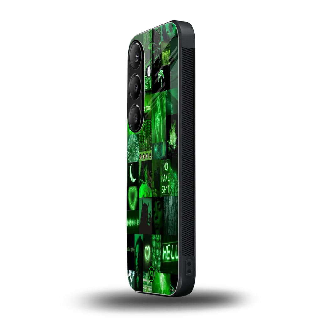 black green aesthetic collage back phone cover | glass case for samsung galaxy s25