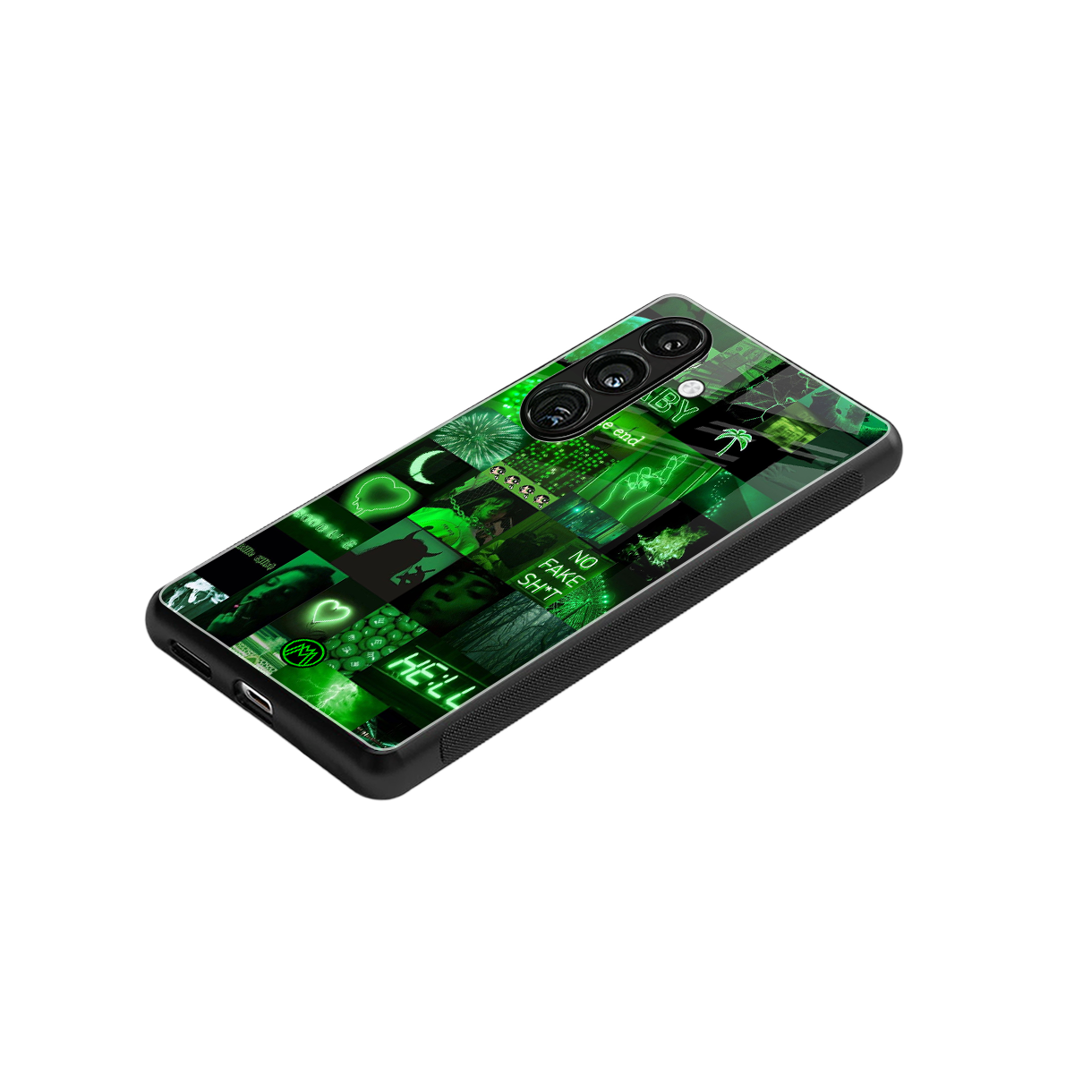 black green aesthetic collage back phone cover | glass case for samsung galaxy s24
