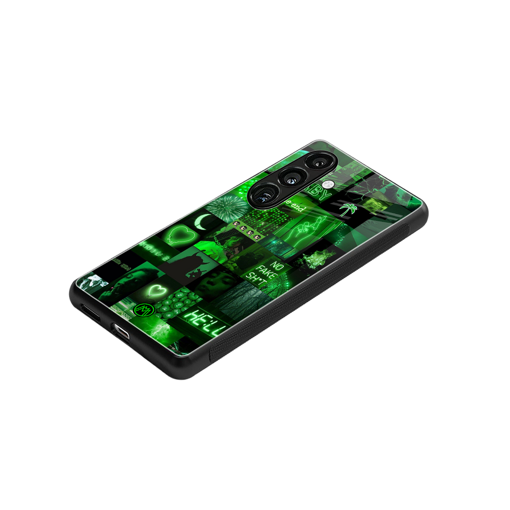 black green aesthetic collage back phone cover | glass case for samsung galaxy s24 plus