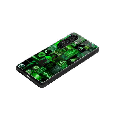 black green aesthetic collage back phone cover | glass case for samsung galaxy s24 plus