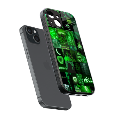 black green aesthetic collage back phone cover | glass case for iphone 15