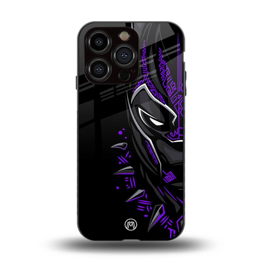 black panther superhero back phone cover | glass case for iphone 13 pro