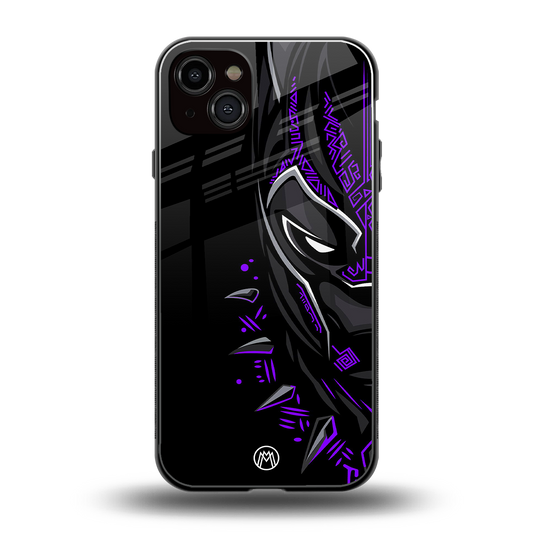black panther superhero back phone cover | glass case for iphone 15 plus