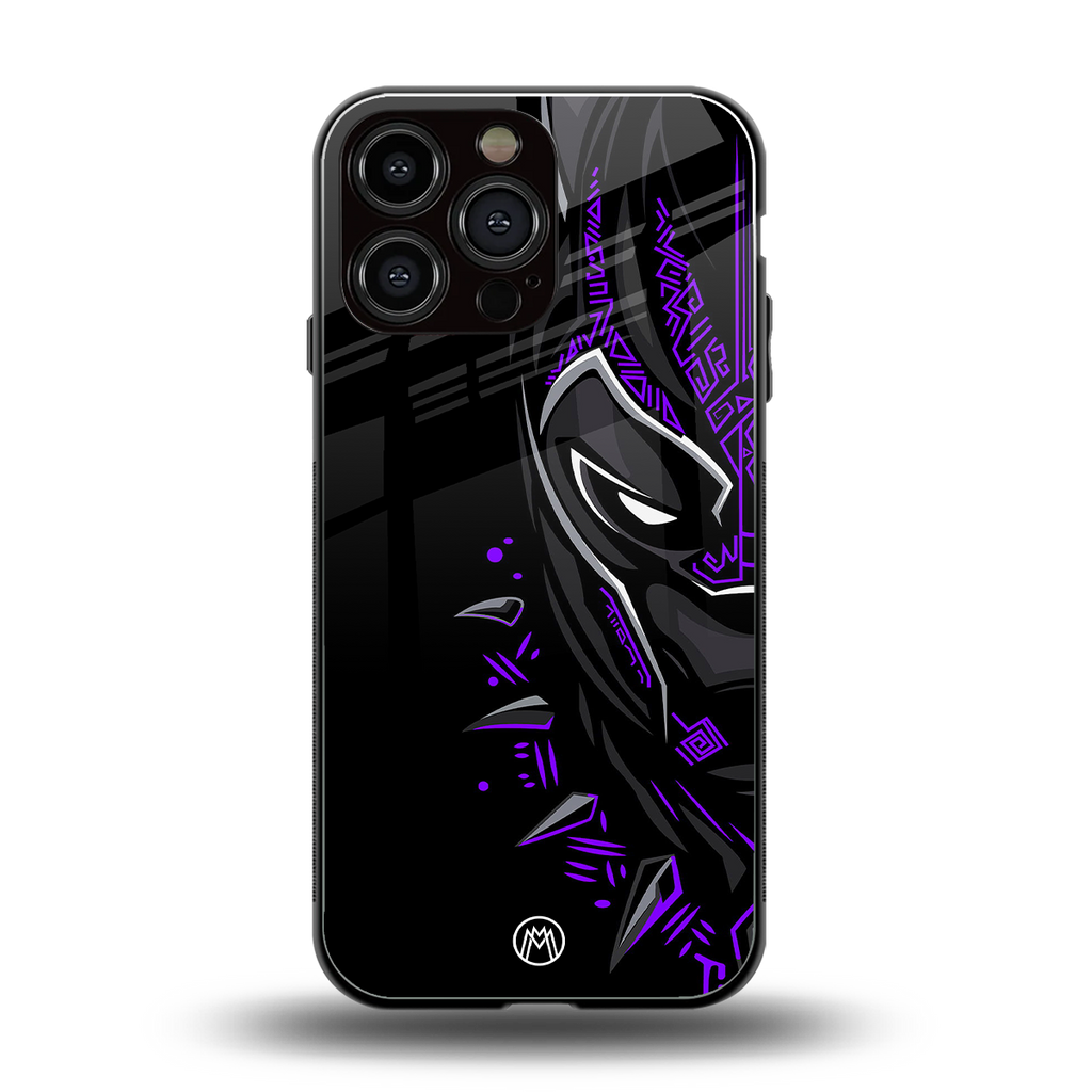 black panther superhero back phone cover | glass case for iphone 14 pro max