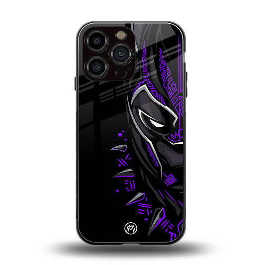 black panther superhero back phone cover | glass case for iphone 14 pro max