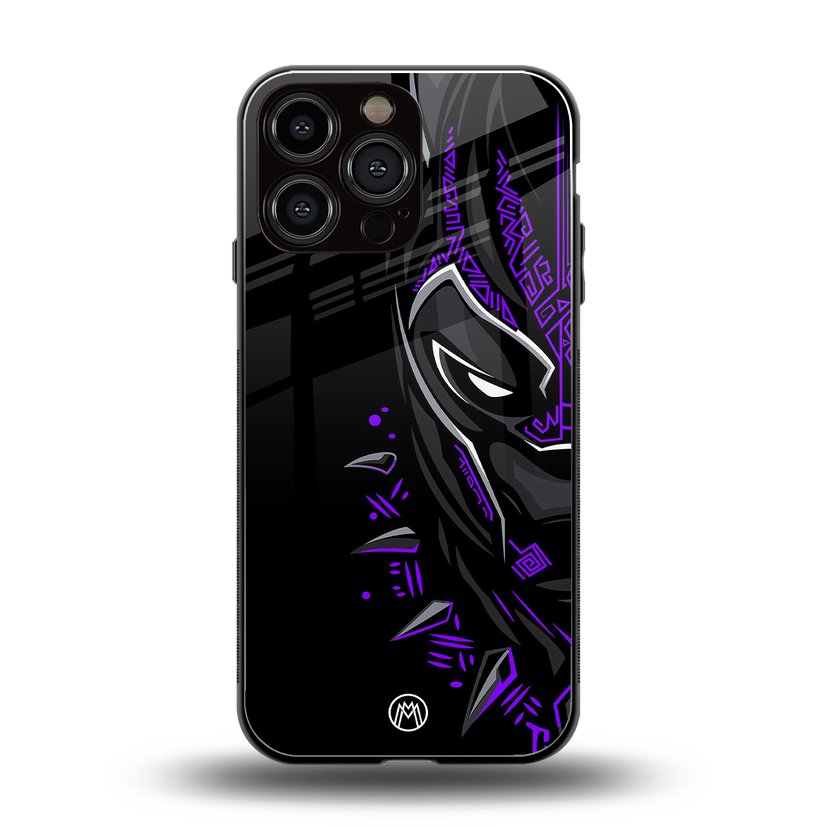 black panther superhero back phone cover | glass case for iphone 15 pro max