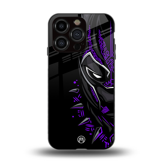 black panther superhero back phone cover | glass case for iphone 14 pro