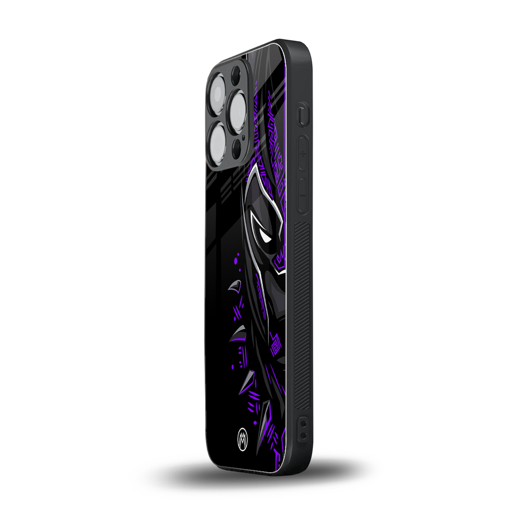 black panther superhero back phone cover | glass case for iphone 15 pro