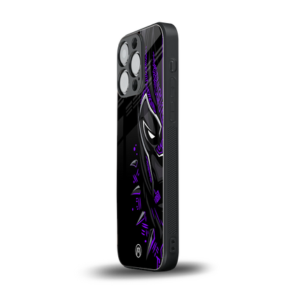 black panther superhero back phone cover | glass case for iphone 15 pro