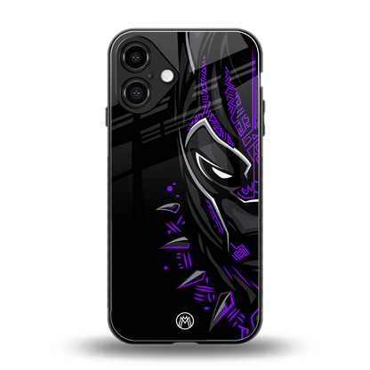 black panther superhero back phone cover | glass case for iphone 16 plus