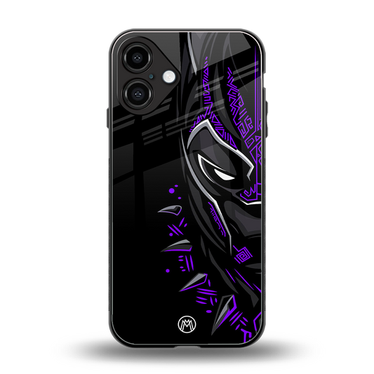black panther superhero back phone cover | glass case for iphone 16 plus