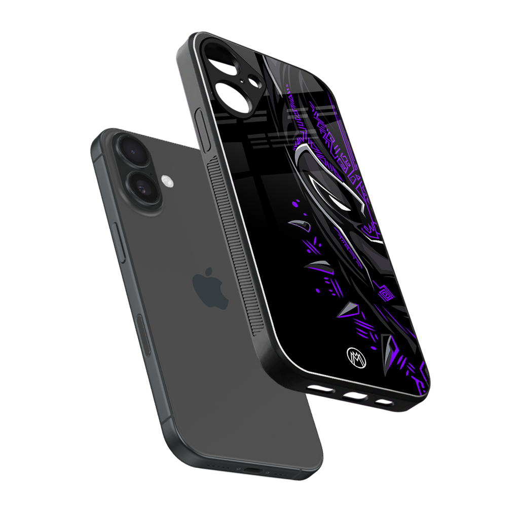 black panther superhero back phone cover | glass case for iphone 16 plus