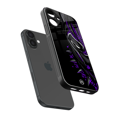 black panther superhero back phone cover | glass case for iphone 16 plus