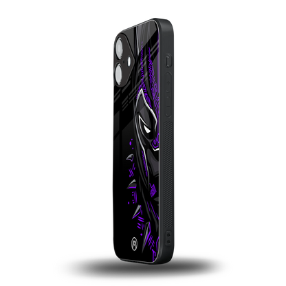 black panther superhero back phone cover | glass case for iphone 16 plus