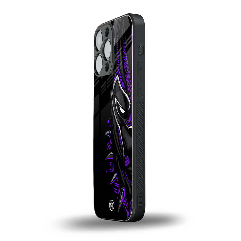 black panther superhero back phone cover | glass case for iphone 16 pro max