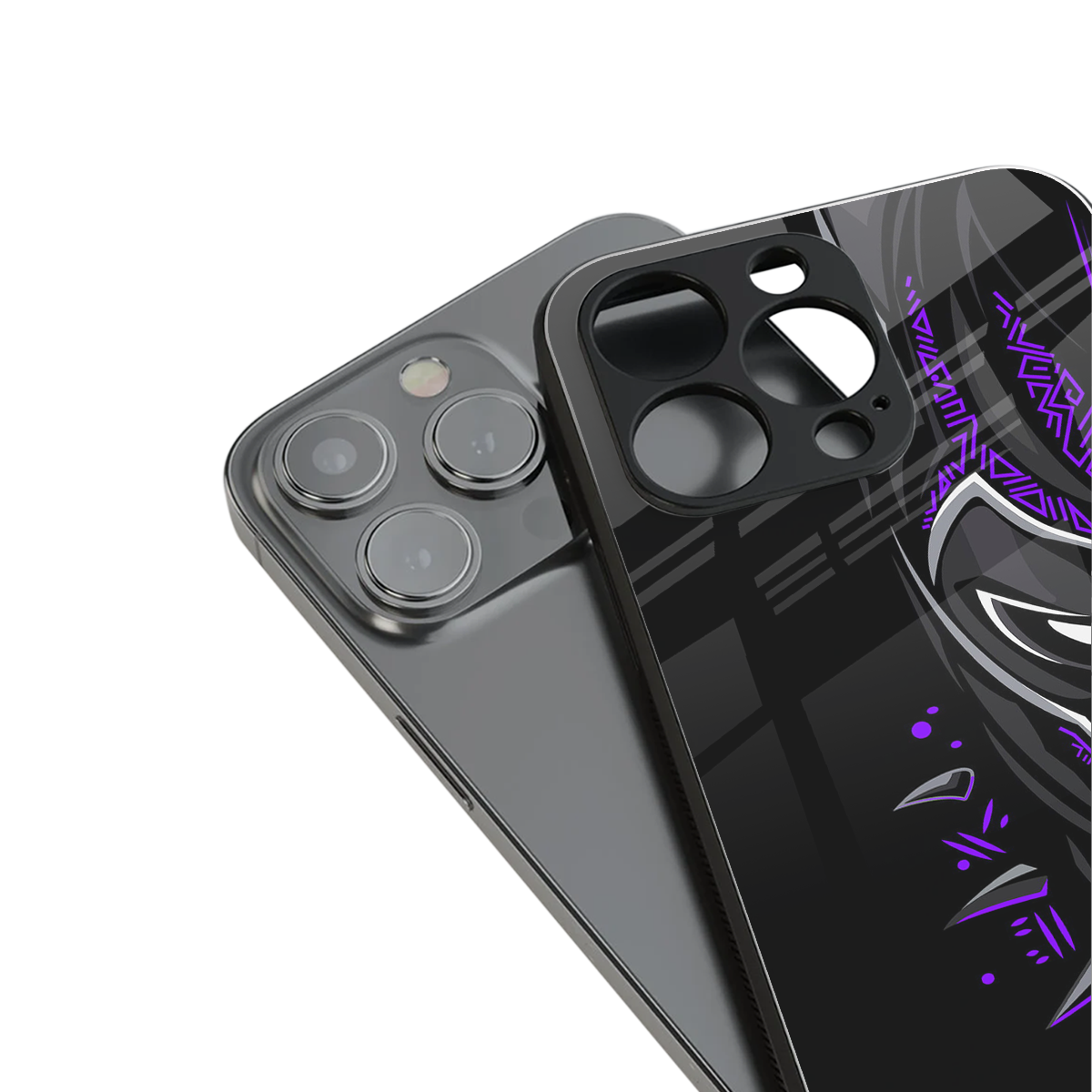 black panther superhero back phone cover | glass case for iphone 13 pro