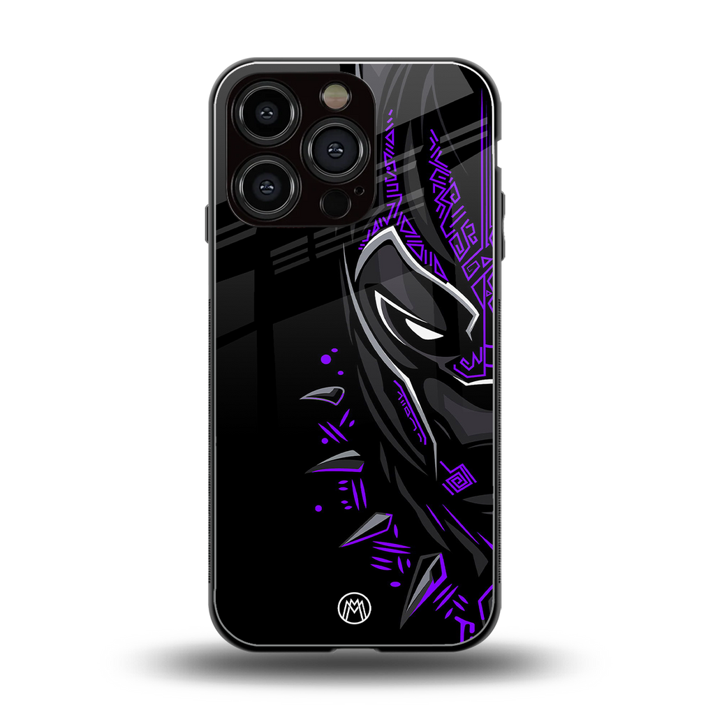 black panther superhero back phone cover | glass case for iphone 16 pro