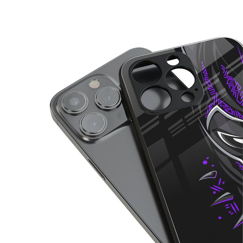 black panther superhero back phone cover | glass case for iphone 16 plus