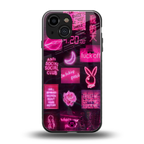 black pink aesthetic collage back phone cover | glass case for iphone 13 mini
