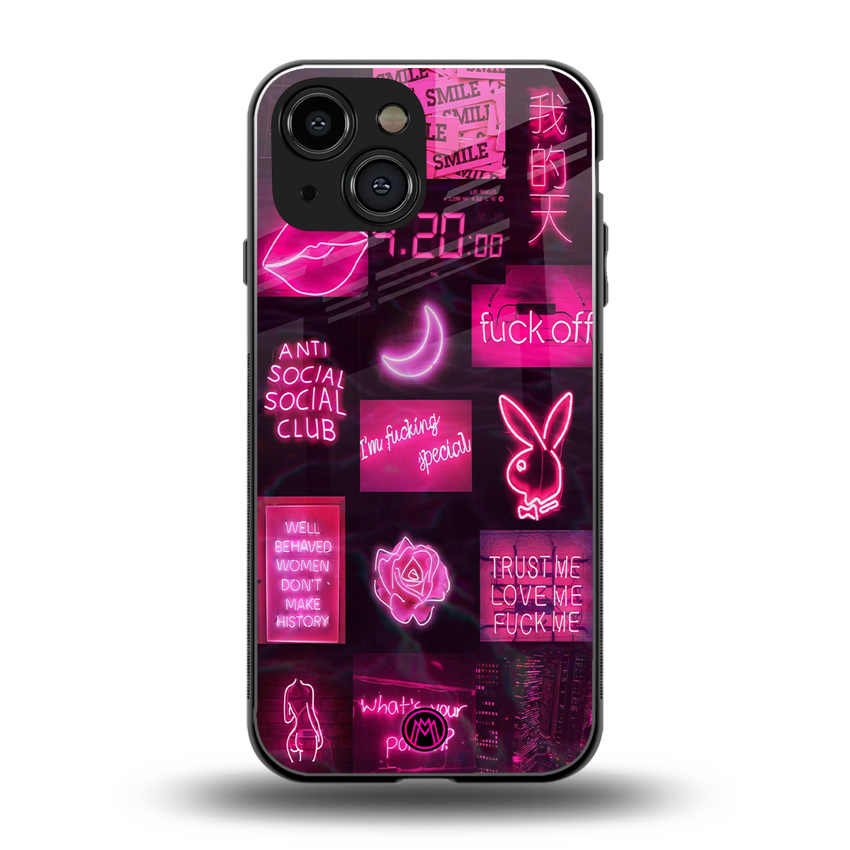 black pink aesthetic collage back phone cover | glass case for iphone 13 mini