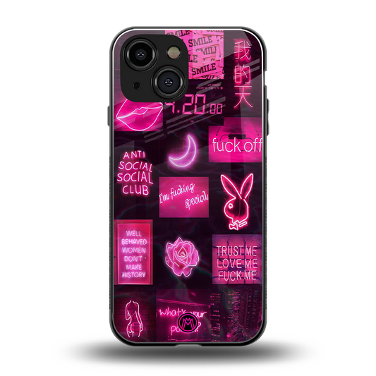 black pink aesthetic collage back phone cover | glass case for iphone 13 mini