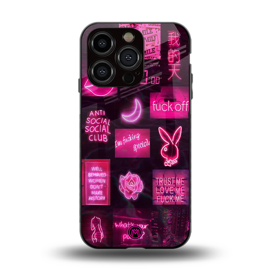 black pink aesthetic collage back phone cover | glass case for iphone 13 pro