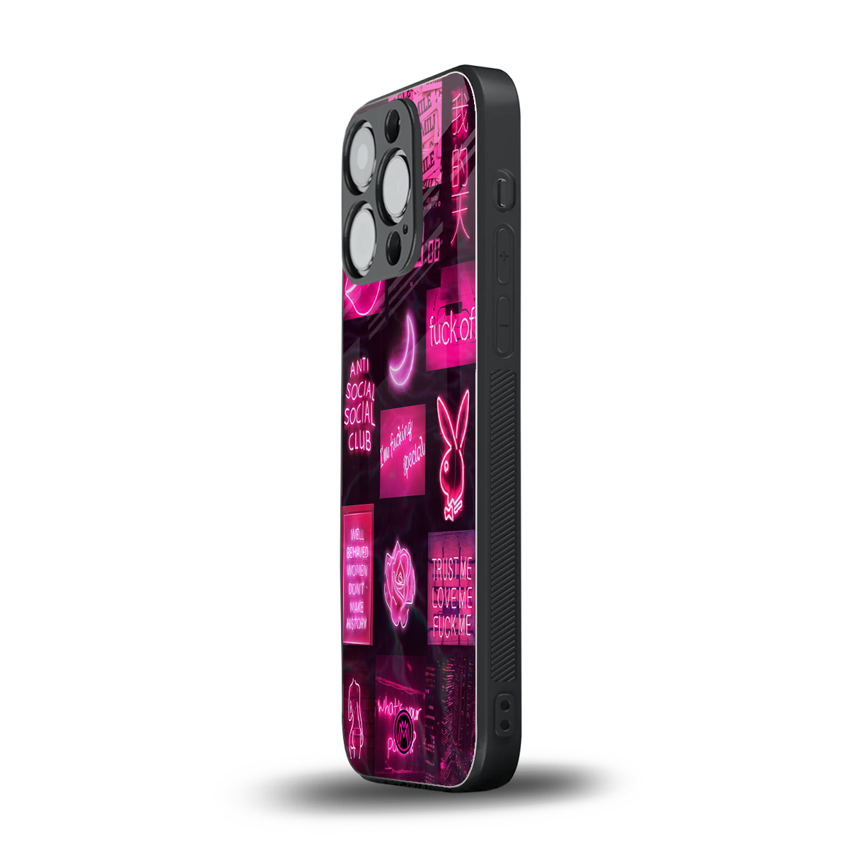 black pink aesthetic collage back phone cover | glass case for iphone 13 pro