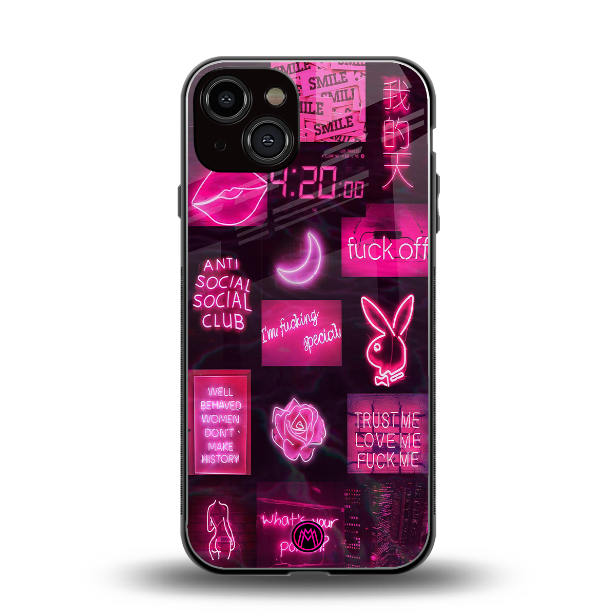 black pink aesthetic collage back phone cover | glass case for iphone 13