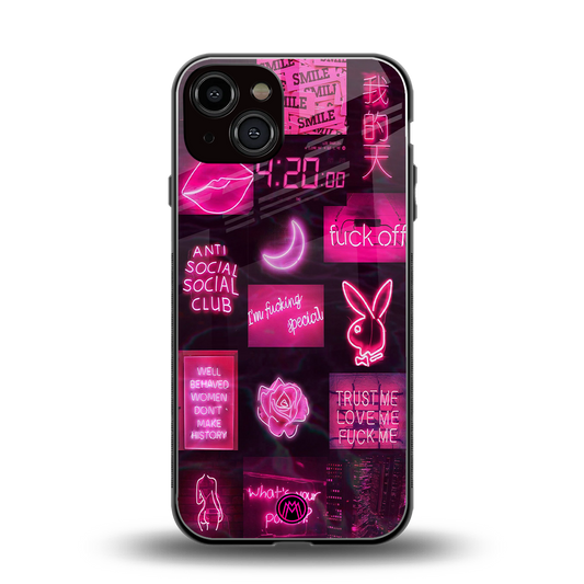 black pink aesthetic collage back phone cover | glass case for iphone 13