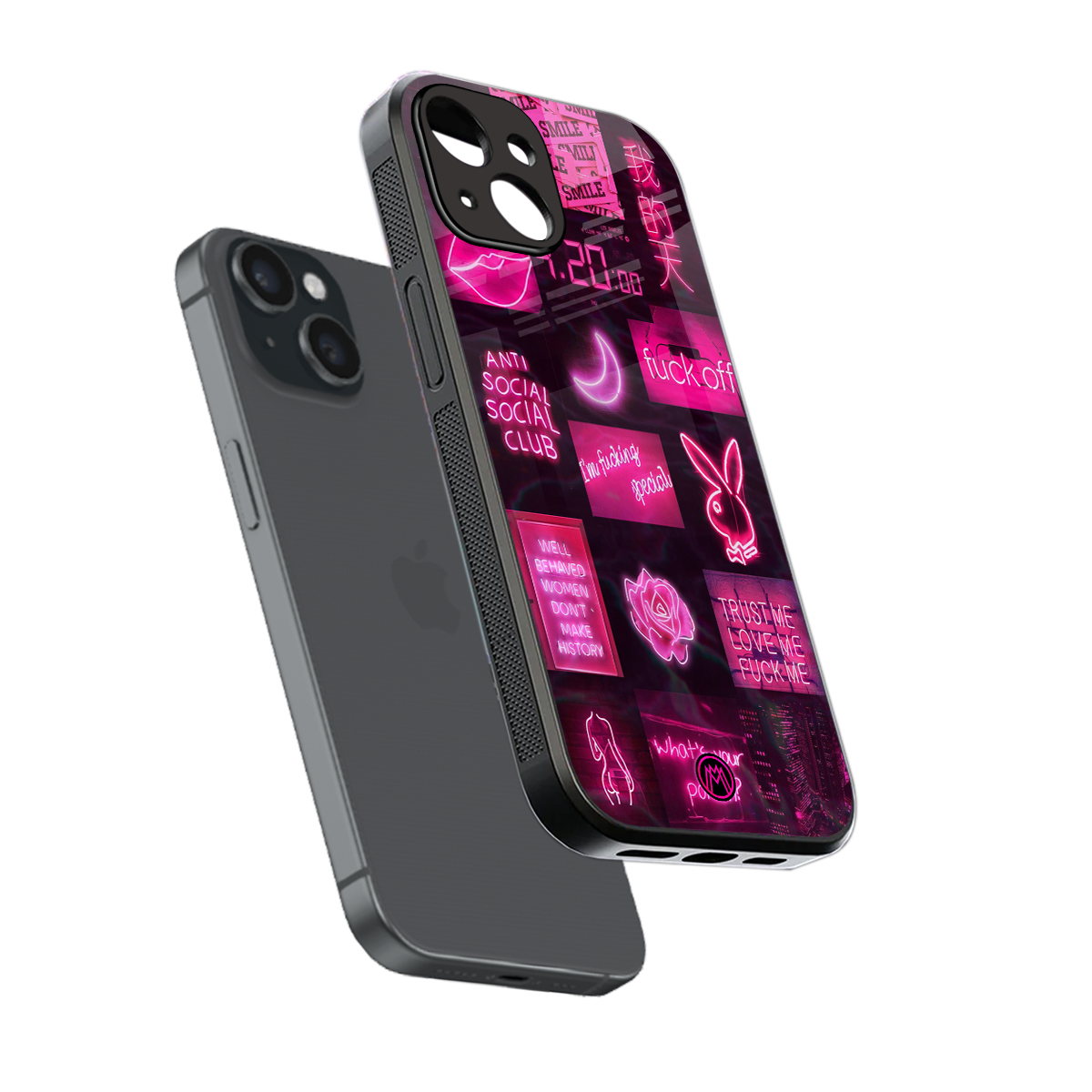 black pink aesthetic collage back phone cover | glass case for iphone 13