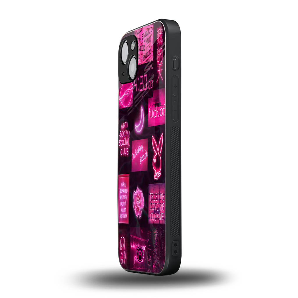 black pink aesthetic collage back phone cover | glass case for iphone 13