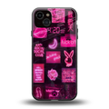 black pink aesthetic collage back phone cover | glass case for iphone 15 plus