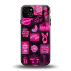 black pink aesthetic collage back phone cover | glass case for iphone 14 plus