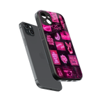 black pink aesthetic collage back phone cover | glass case for iphone 14 plus