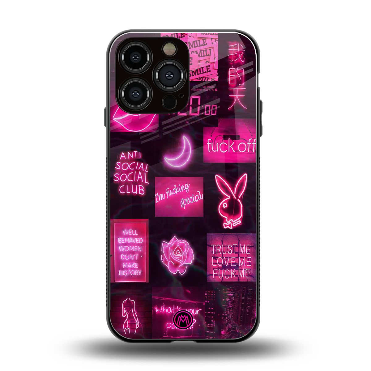 black pink aesthetic collage back phone cover | glass case for iphone 14 pro max