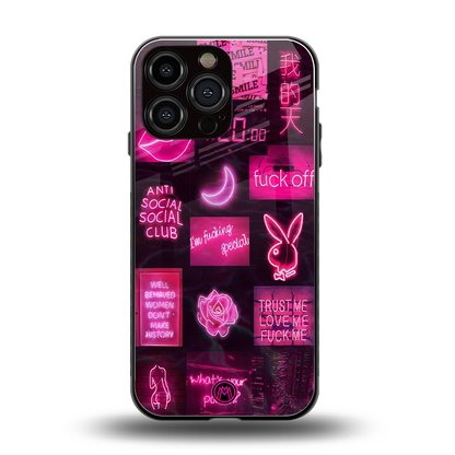 black pink aesthetic collage back phone cover | glass case for iphone 14 pro max
